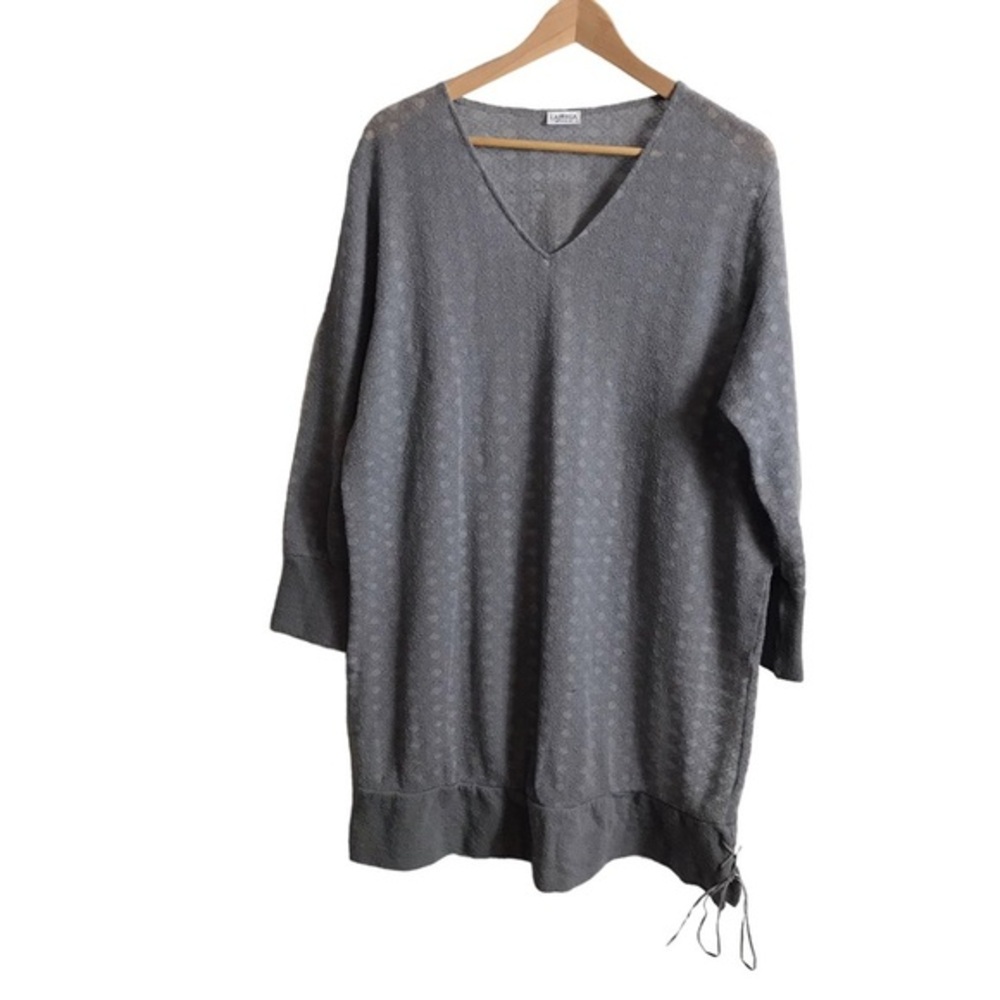 La Perla Studio Sage Gray‎ Slub Knit Pullover Sweater Large Luxury Cozy Lounge
